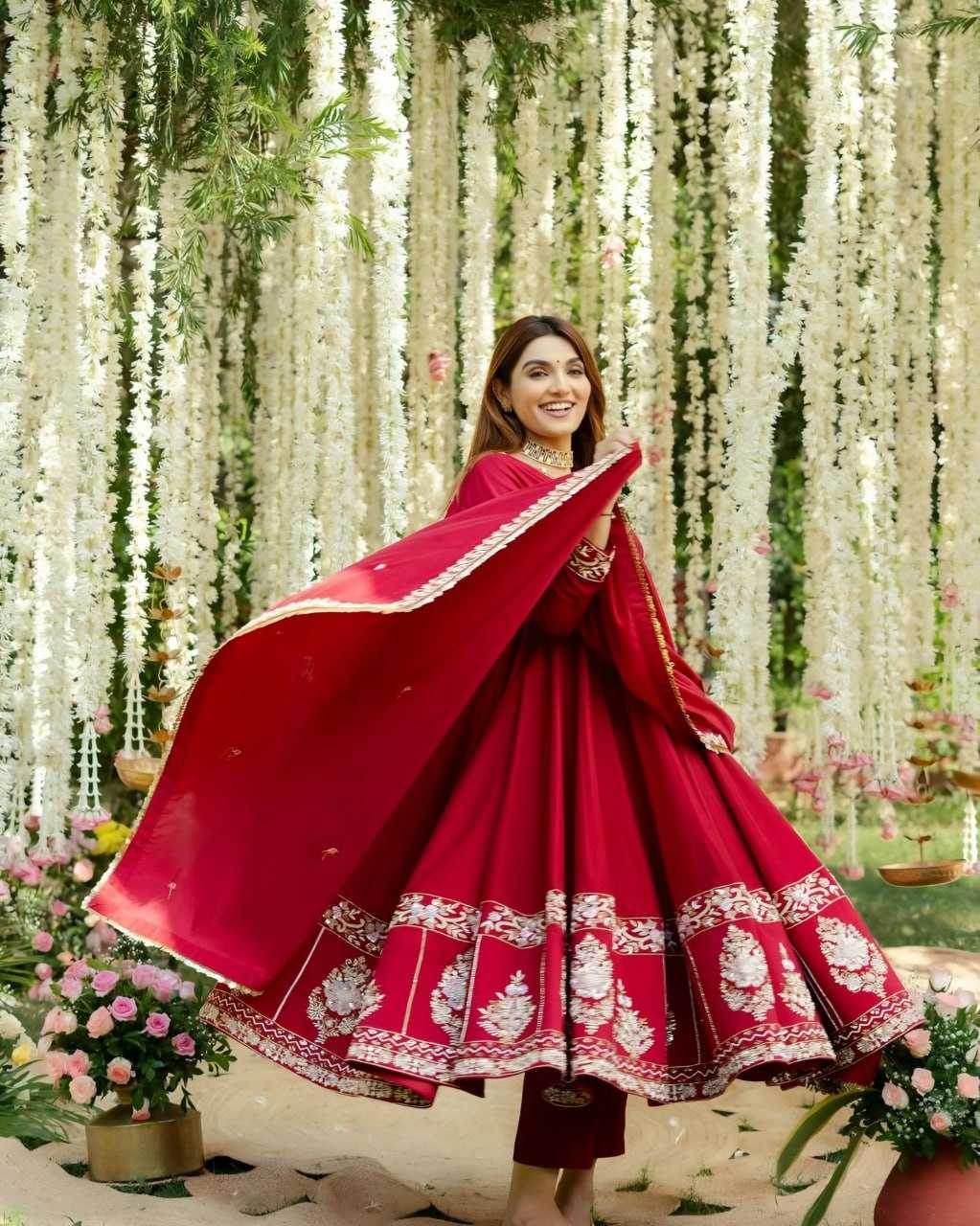 Heavy Roman Silk Embroidery Anarkali Sequin Gown - MYLUXURY LANE ENTERPRISE